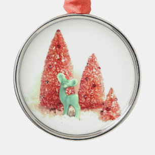 Retro Christmas Deer Metal Ornament