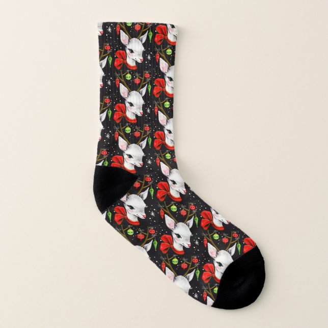 Retro Christmas Deer Pattern All-Over-Print Socks (Left Inside)