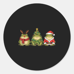 Retro Christmas Desert Rain Frog Santa Reindeer  Classic Round Sticker