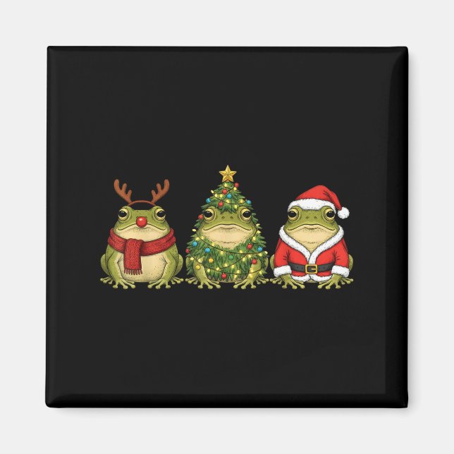 Retro Christmas Desert Rain Frog Santa Reindeer  Magnet (Front)