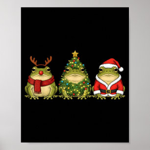Retro Christmas Desert Rain Frog Santa Reindeer  Poster