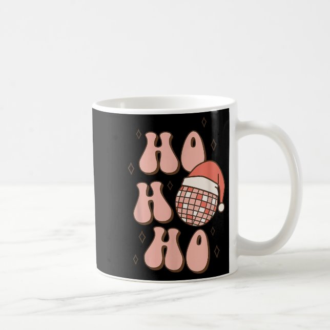 Retro Christmas Disco Ball Groovy Ho Ho Ho Santa H Coffee Mug (Right)