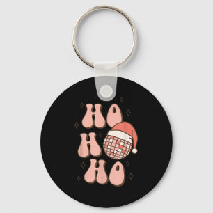 Retro Christmas Disco Ball Groovy Ho Ho Ho Santa H Keychain