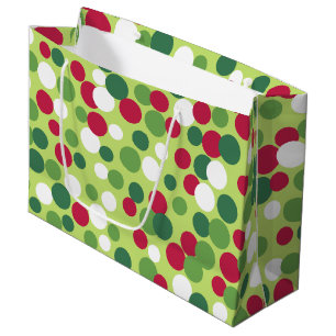 Retro Christmas Dots Large Gift Bag