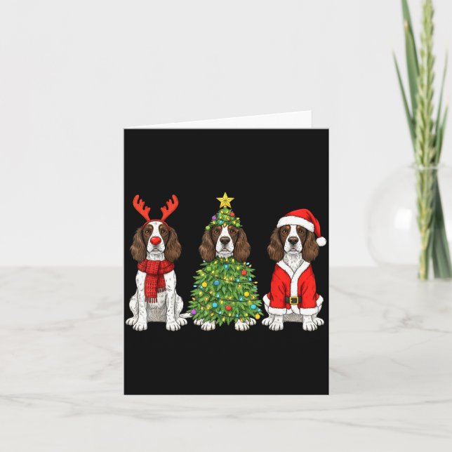 Retro Christmas English Springer Spaniel Santa Rei Card (Front)