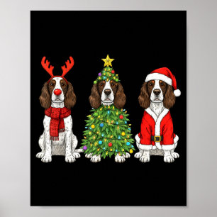 Retro Christmas English Springer Spaniel Santa Rei Poster