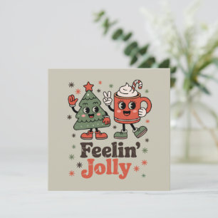 Retro Christmas Feeling Jolly Vintage Holiday Card