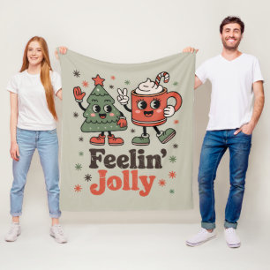 Retro Christmas Feeling Jolly Vintage Holiday  Fleece Blanket