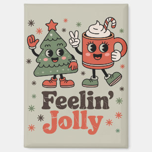 Retro Christmas Feeling Jolly Vintage Holiday Magnet