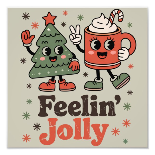 Retro Christmas Feeling Jolly Vintage Holiday  Photo Print (Front)