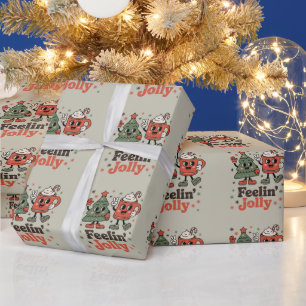 Retro Christmas Feeling Jolly Vintage Holiday  Wrapping Paper