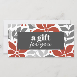 RETRO CHRISTMAS FLOWERS RED GRAY SILVER SPECIAL