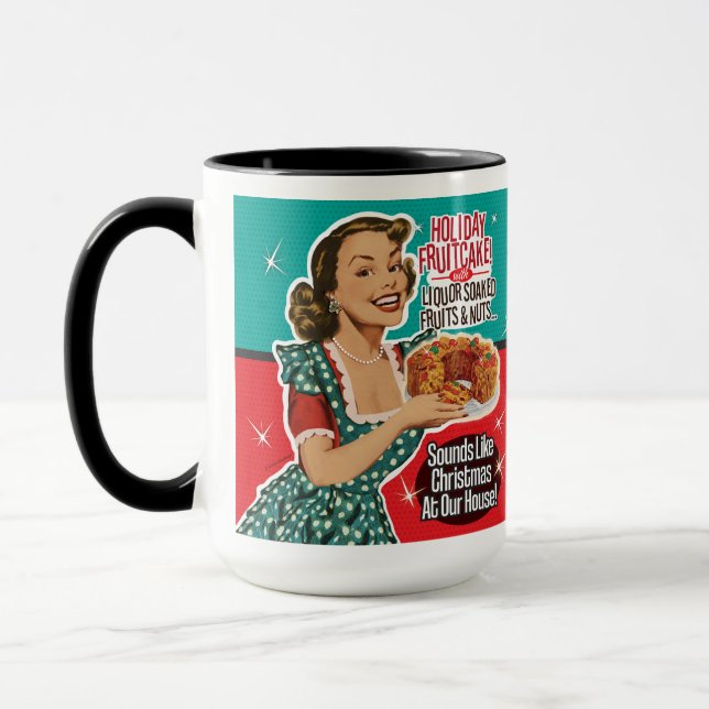 Retro Christmas Funny as a Fruitcake Mug (Left)