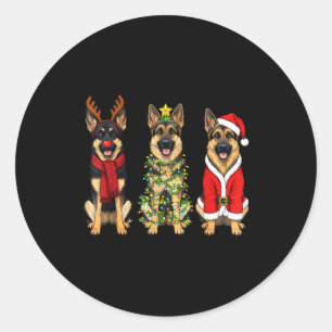 Retro Christmas German Shepherd Santa Reindeer Gsd Classic Round Sticker
