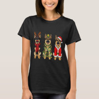 Retro Christmas German Shepherd Santa Reindeer Gsd