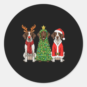 Retro Christmas German Shorthaired Inter Santa Rei Classic Round Sticker