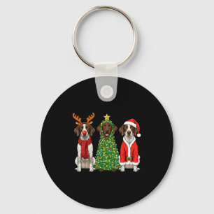 Retro Christmas German Shorthaired Inter Santa Rei Keychain