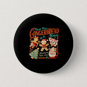 Retro Christmas Gingerbread Bakery North Le Cookie 2 Inch Round Button