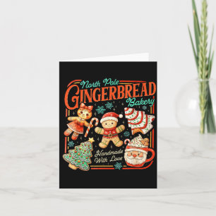 Retro Christmas Gingerbread Bakery North Le Cookie Card