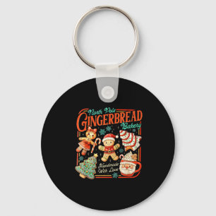 Retro Christmas Gingerbread Bakery North Le Cookie Keychain
