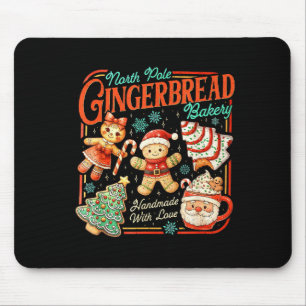 Retro Christmas Gingerbread Bakery North Le Cookie Mouse Pad