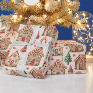 Retro Christmas Gingerbread House Holiday Wrapping Paper