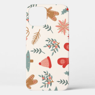 Retro Christmas Gingerbread Pattern. iPhone 12 Case