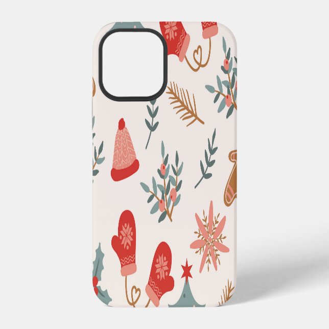 Retro Christmas Gingerbread Pattern. iPhone Case (Back)