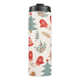 Retro Christmas Gingerbread Pattern. Thermal Tumbler