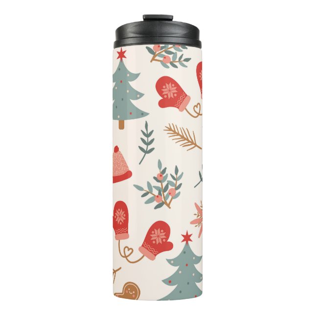 Retro Christmas Gingerbread Pattern. Thermal Tumbler (Front)