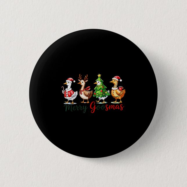 Retro Christmas Goose Xmas Merry Goosmas  2 Inch Round Button (Front)