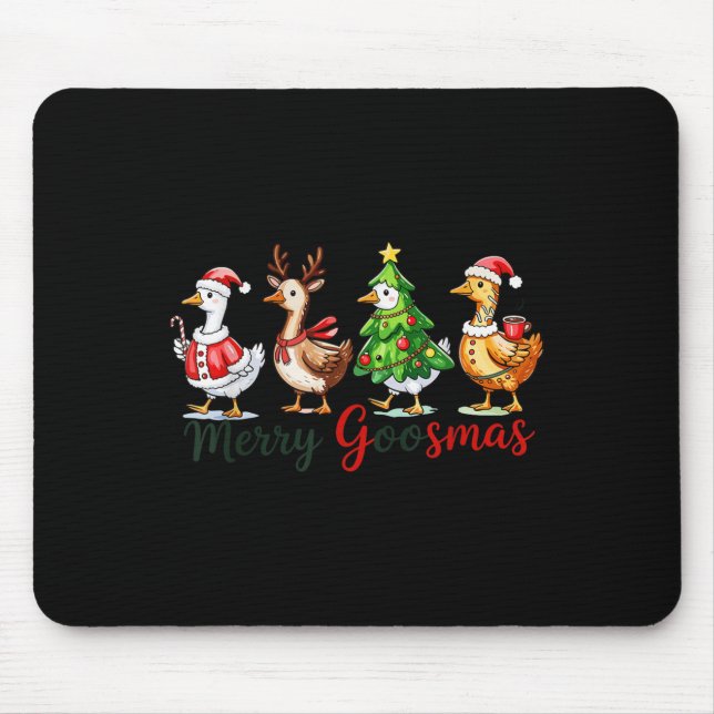 Retro Christmas Goose Xmas Merry Goosmas  Mouse Pad (Front)