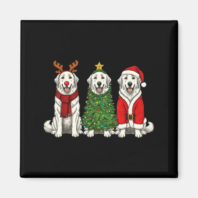 Retro Christmas Great Pyrenees Santa Reindeer Dog  Magnet (Front)