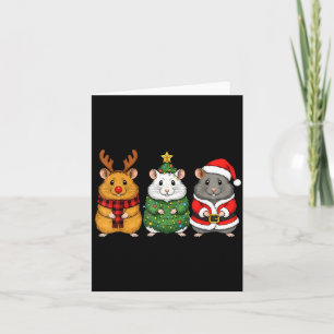 Retro Christmas Hamster Santa Reindeer  Card