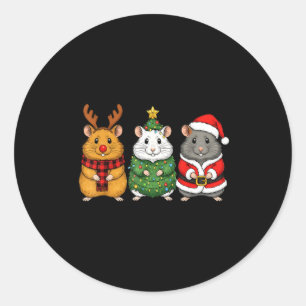 Retro Christmas Hamster Santa Reindeer  Classic Round Sticker