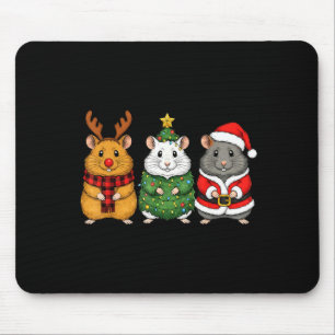 Retro Christmas Hamster Santa Reindeer Mouse Pad