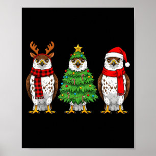 Retro Christmas Hawk Santa Reindeer  Poster