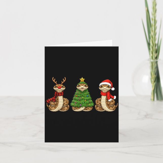 Retro Christmas Hognose Snake Santa Reindeer  Card (Front)