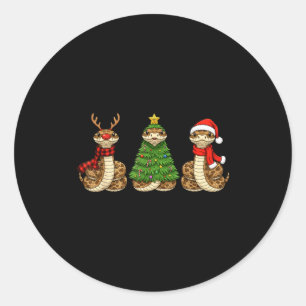 Retro Christmas Hognose Snake Santa Reindeer  Classic Round Sticker