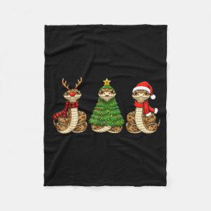 Retro Christmas Hognose Snake Santa Reindeer  Fleece Blanket