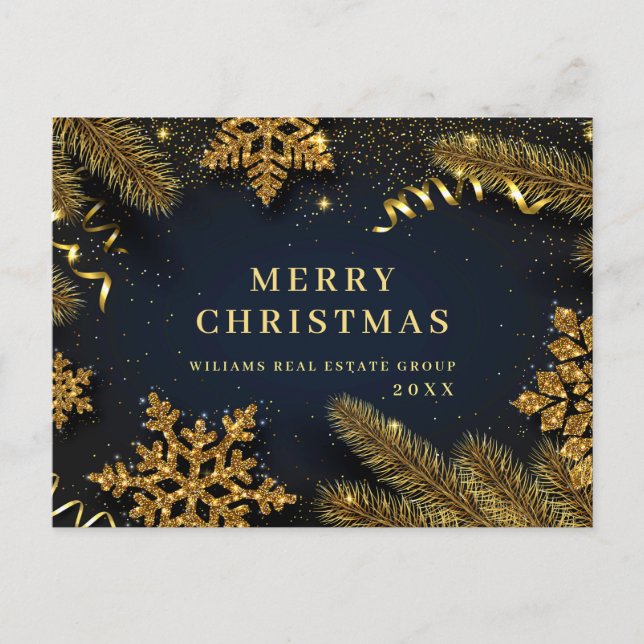 Retro Christmas Holiday Corporate Greeting Postcar Postcard (Front)