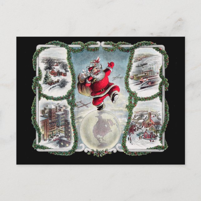 Retro Christmas Holiday Postcard (Front)