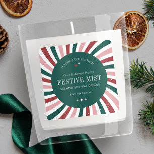 Retro Christmas Holiday Produit Étiquette Rouge & 