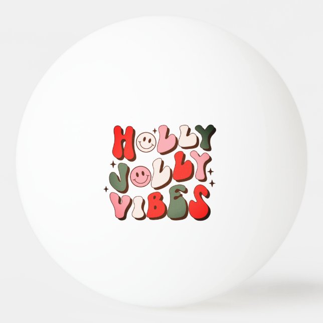 Retro Christmas Holly Jolly Vibes Trendy Holidays Ping Pong Ball (Front)