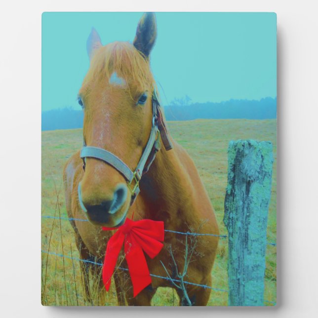 retro Christmas Horse Plaque (Front)