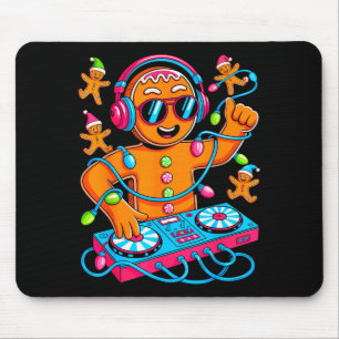 Retro Christmas House Music Gingerbread Dj Techno Mouse Pad