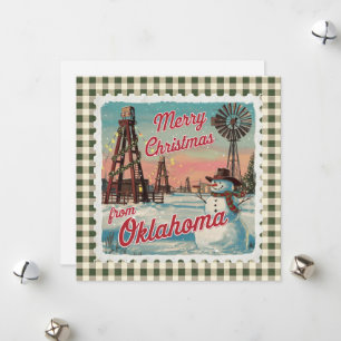 Retro Christmas In Oklahoma Holiday Card