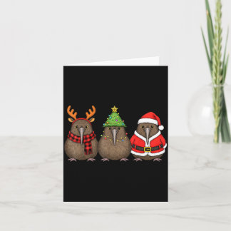 Retro Christmas Kiwi Bird Santa Reindeer  Card