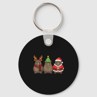 Retro Christmas Kiwi Bird Santa Reindeer  Keychain