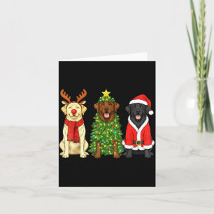 Retro Christmas Labrador Retriever Santa Reindeer  Card